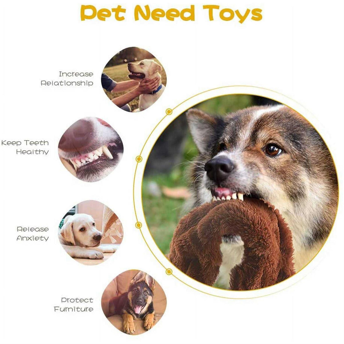 No Stuffing Plush Dog Squeaky Chew Toy O204554