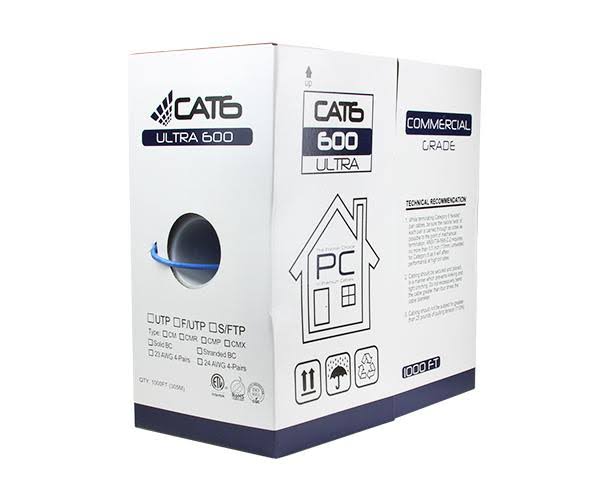 Cat6 UTP Bulk Ethernet Cable, Solid Copper, 23 AWG 1000ft, Gray S9099