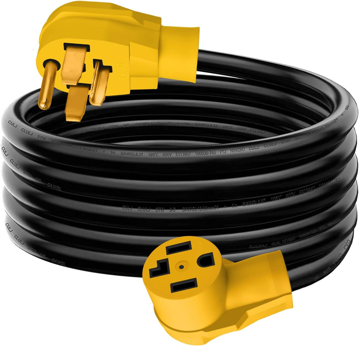 10 FT 4 Prong 30Amp 14-30P to 14-30R Extension Cord, 10 Gauge, Black, Pack of 2 F4950