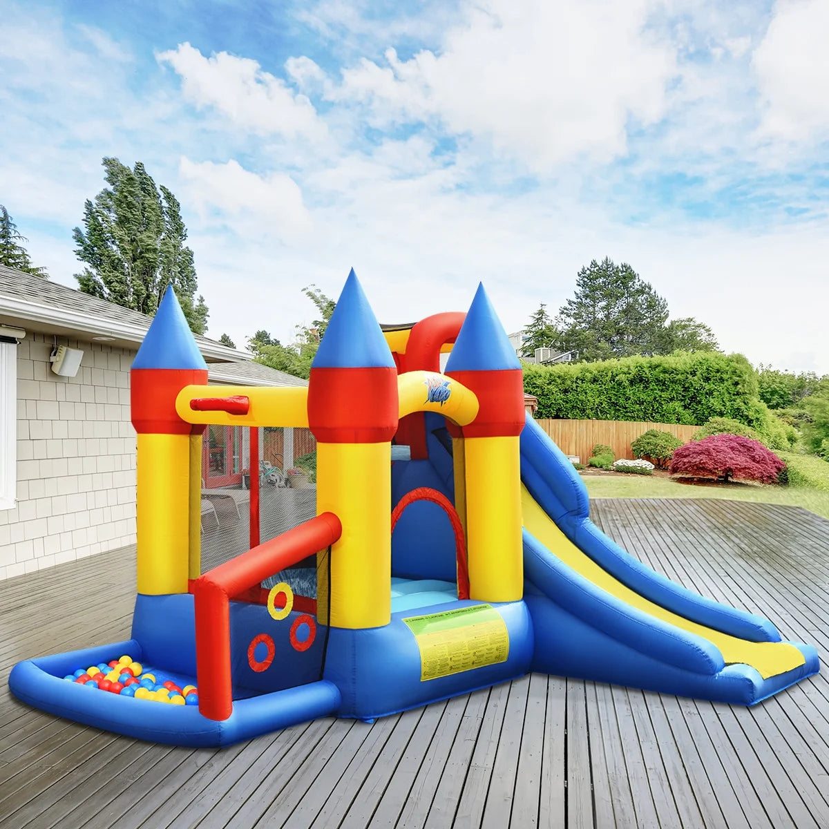 Inflatable Bounce House Slide Bouncer Kids Castle Jumper with Balls & 780W Blower L535