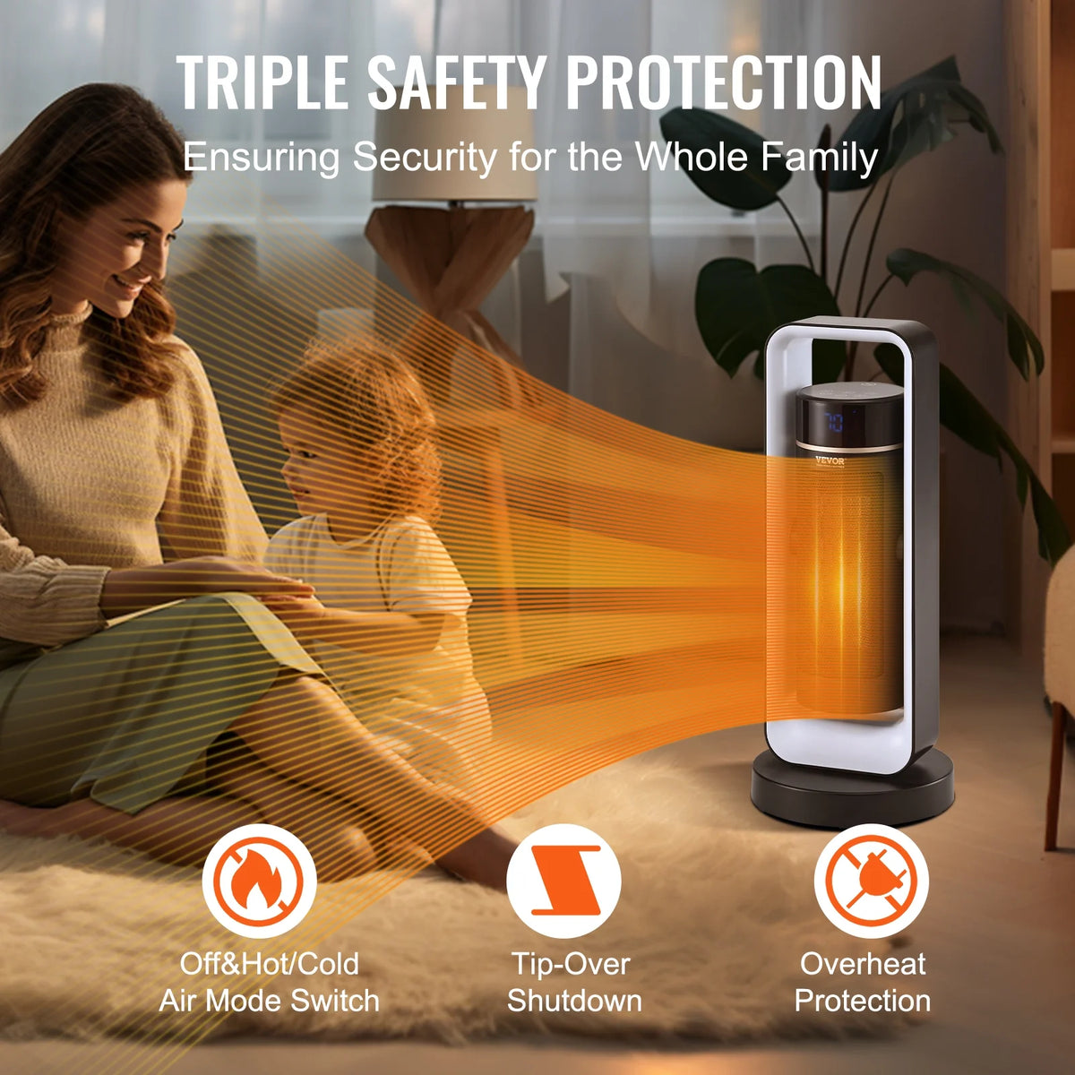 1500W Electric Fan Forced Portable Space Heater with Thermostat M52695