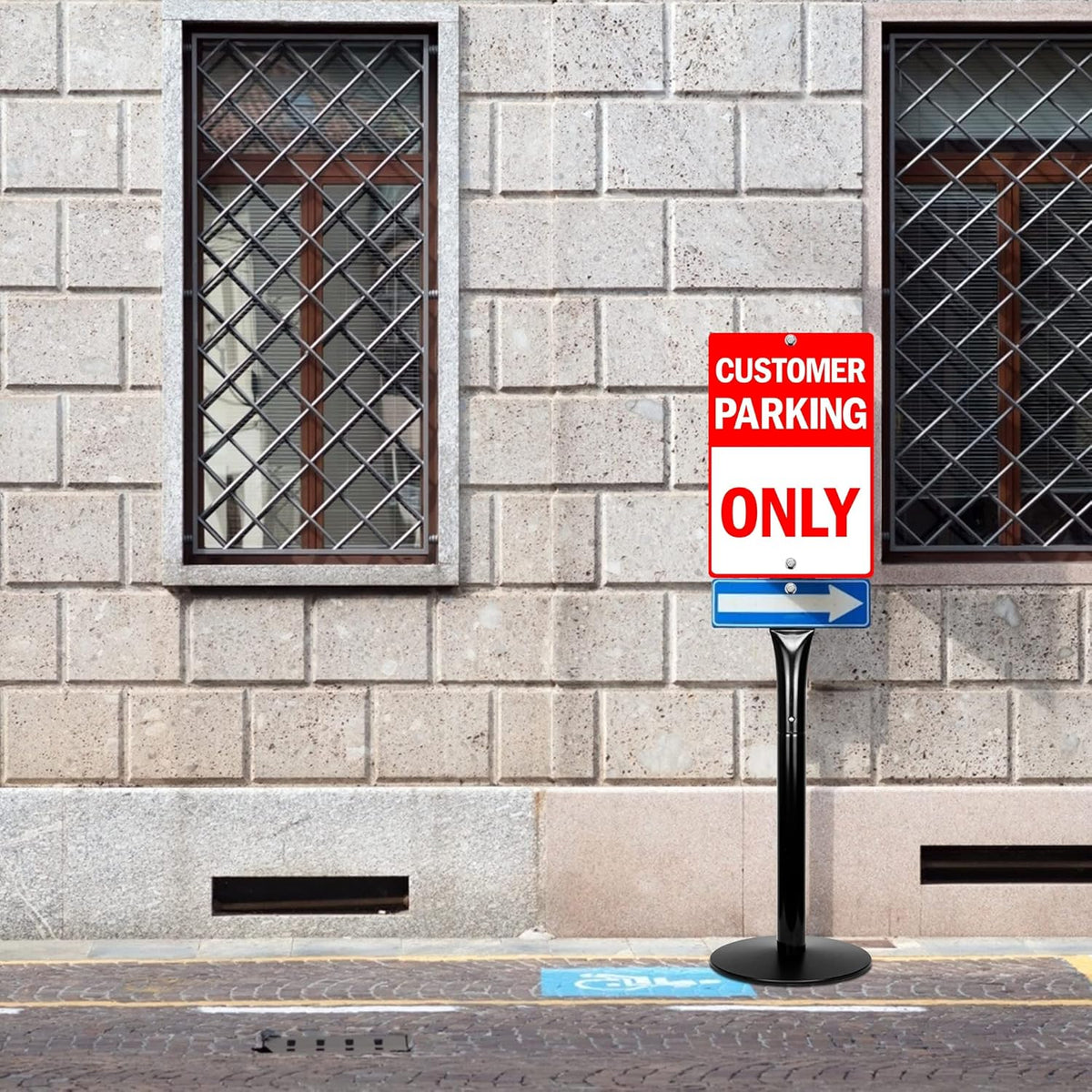 48" Heavy Duty Cast Iron Movable Sign Stand, Black, Pack of 2 Z26247