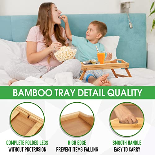 Bamboo Bed Tray Table with Foldable Legs 2 Pack Y64182