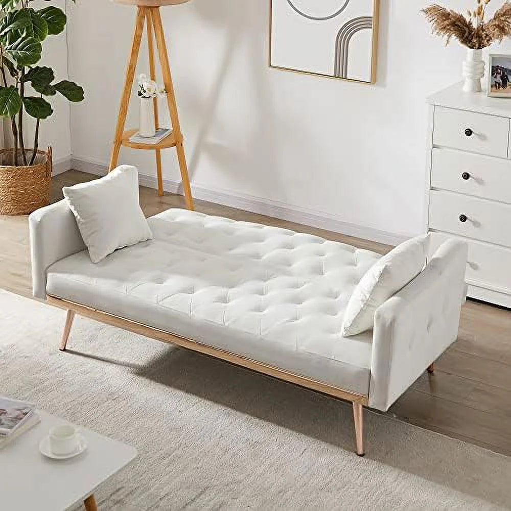 65” Convertible Velvet Sofa Bed with 2 Pillows G769