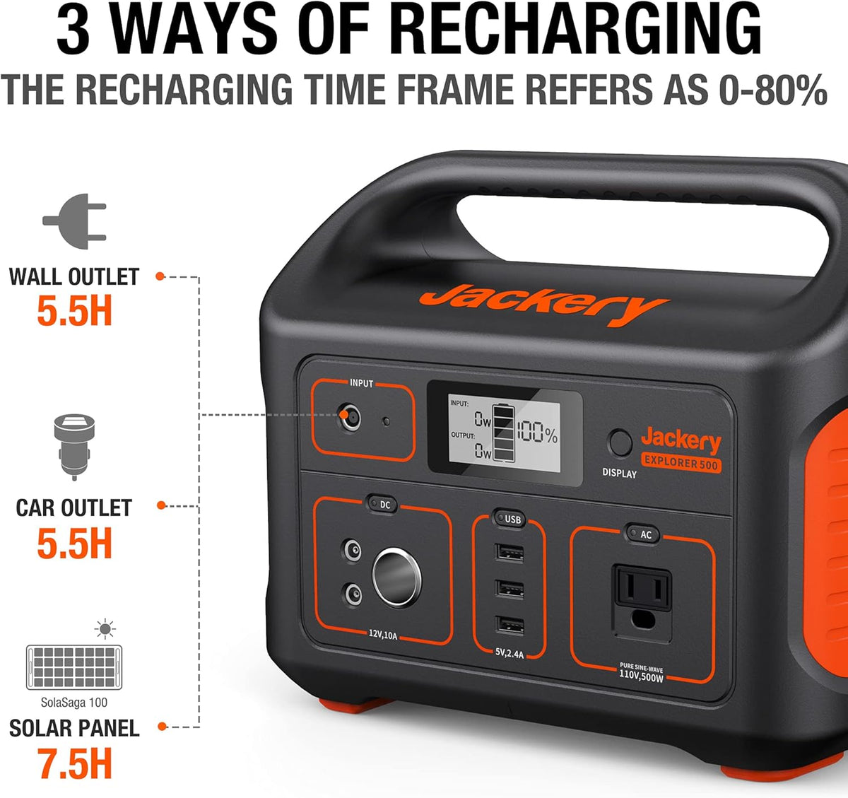 518Wh Portable Lithium Power Station with 110V/500W AC Outlet H286948