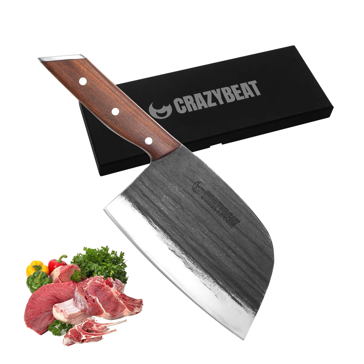 7.4 in Full Tang High Carbon Manganese Steel Meat Cleaver Knife I42605