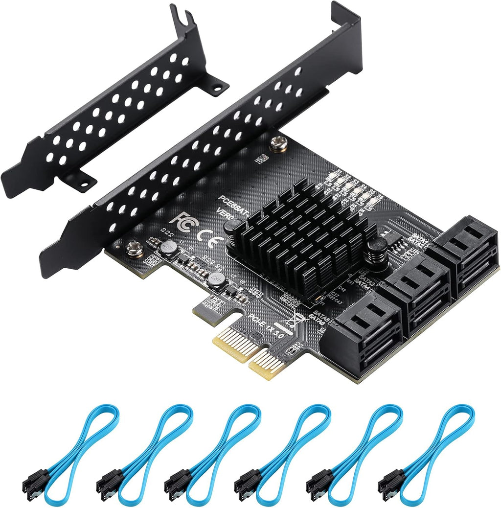 PCIe SATA Card 4 Ports, SATA III 6 Gbps Controller Expansion Card, Non-Raid, with Low Profile Bracket U619