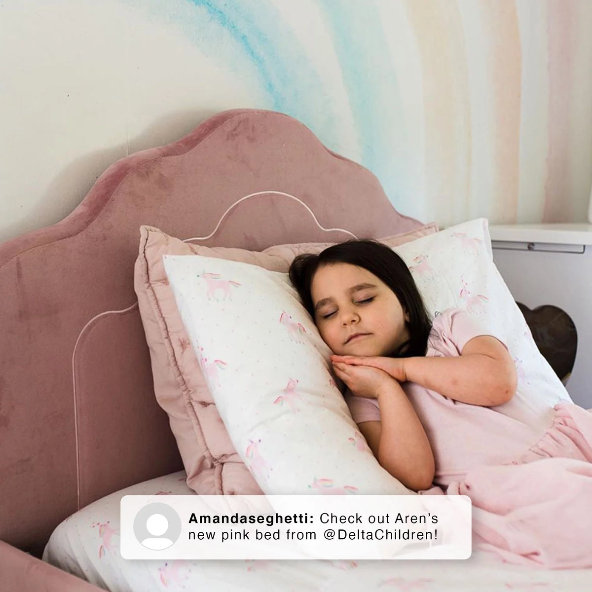 Upholstered Twin Bed Rose Pink R919