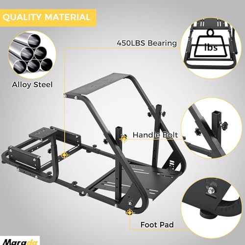Reinforced Stabilizing Racing Steering Wheel Cockpit Adjustable Driving Simulator TV Stand O45599