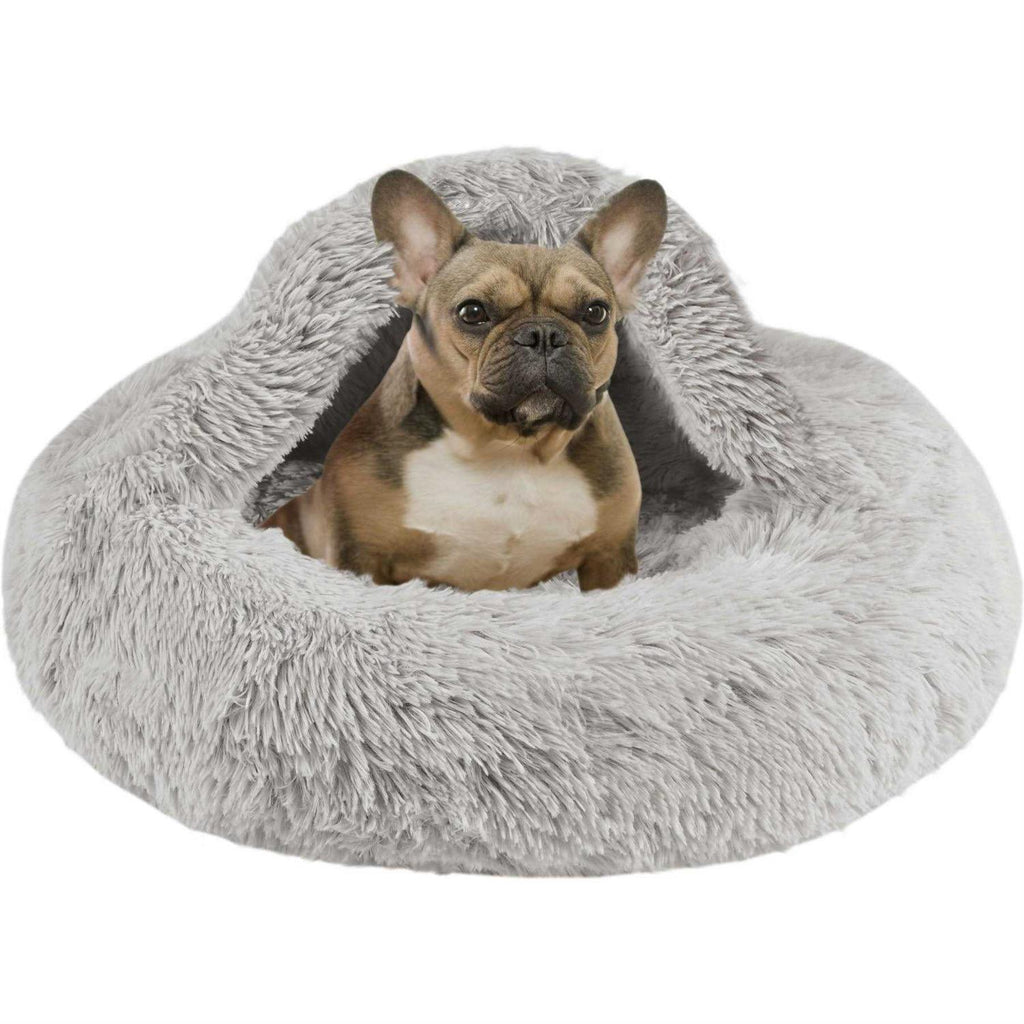Soft Faux Fur Hooded Cat Bed Cave X9119