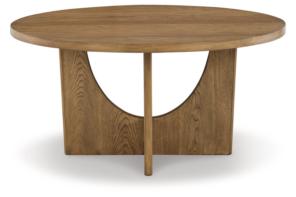 Round Wood Dining Table in Natural Light Brown X13410