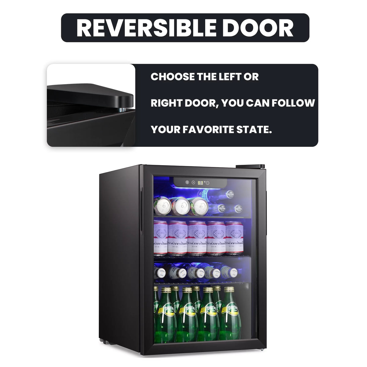 1.6cu.ft Wine Cooler Cabinet Beverage Mini Fridge Black E99737