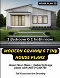 1 Bedroom 1 Bath Tiny House Plans with Auto CAD File L334367
