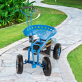 Rolling Garden Stool Cart Work Seat with Swivel Seat & Utility Basket U3471