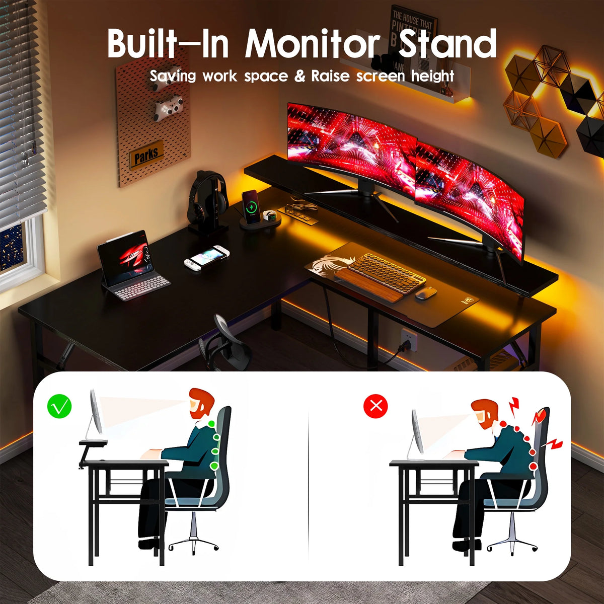 Black Corner Gaming Desk X541262
