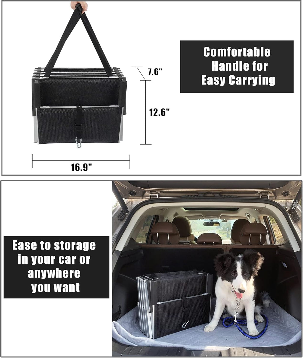 Folding Dog Car Ramp with Aluminum Frame, Nonslip Surface, Support 150-200 Lbs W997790