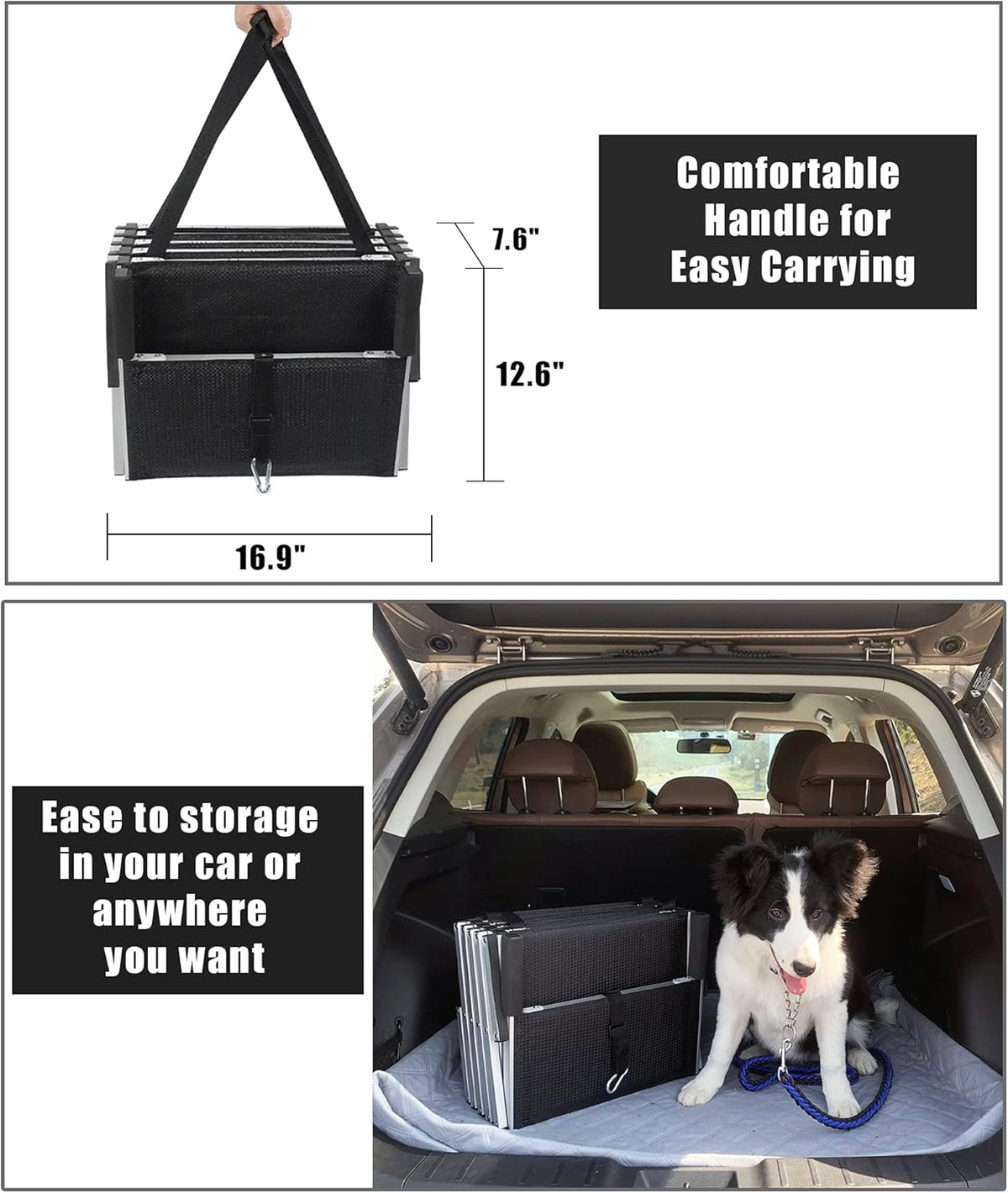Folding Dog Car Ramp with Aluminum Frame, Nonslip Surface, Support 150-200 Lbs W997790
