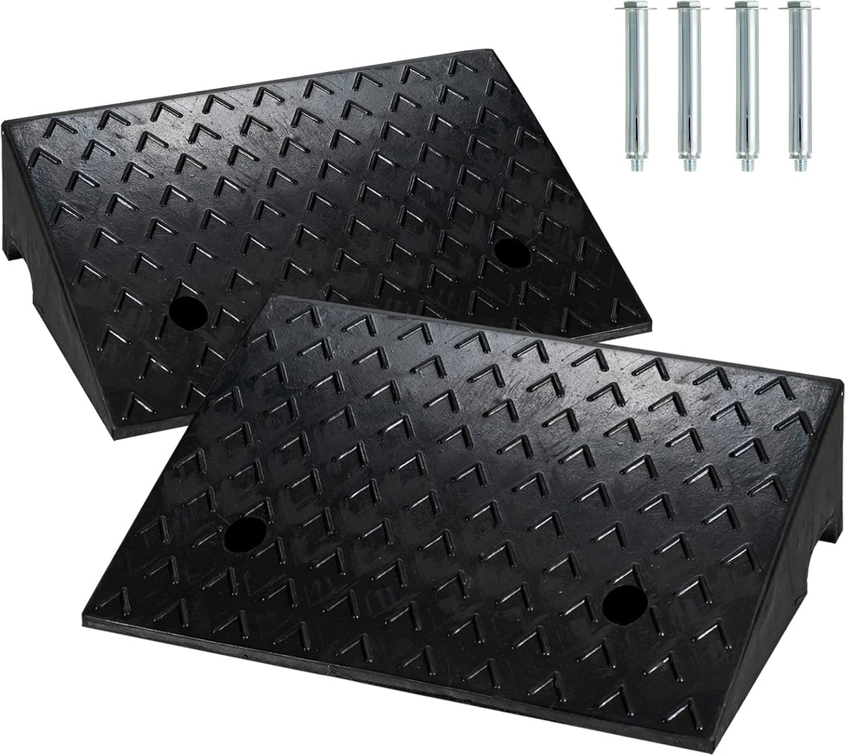 5” Rubber Curb Ramps 2PCS, Heavy Duty 22° Driveway Ramps with 4 Expansion Bolts & Predrilled Holes, Anti-Slip Surface, 6,800 lbs Load Capacity Pack of 2 V878