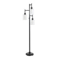 Black 3-Tier Floor Lamp with Glass Shades I18806