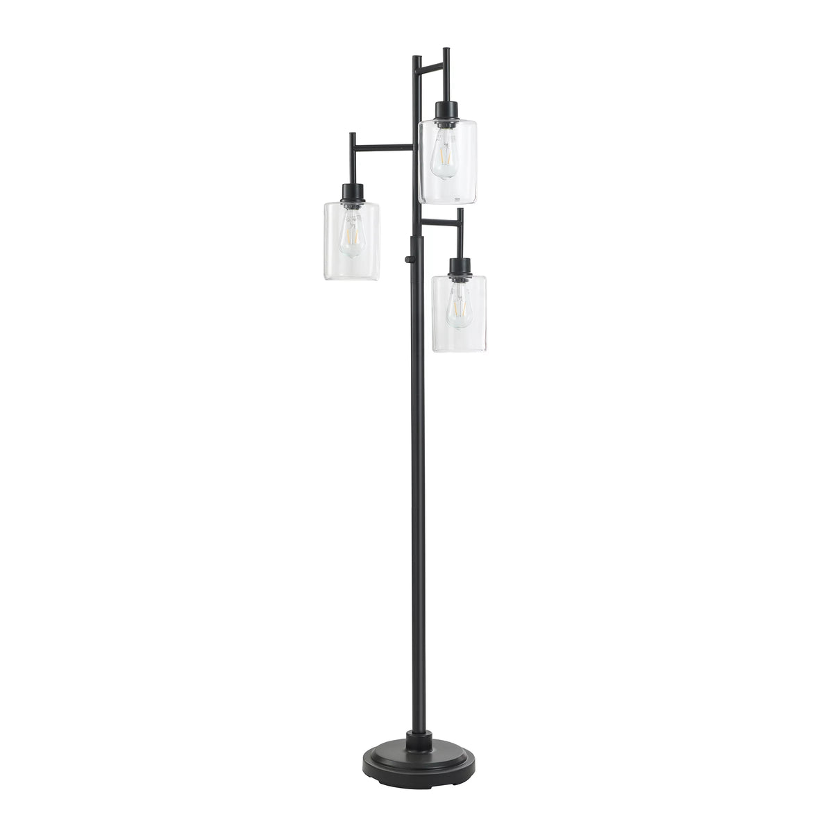 Black 3-Tier Floor Lamp with Glass Shades I18806
