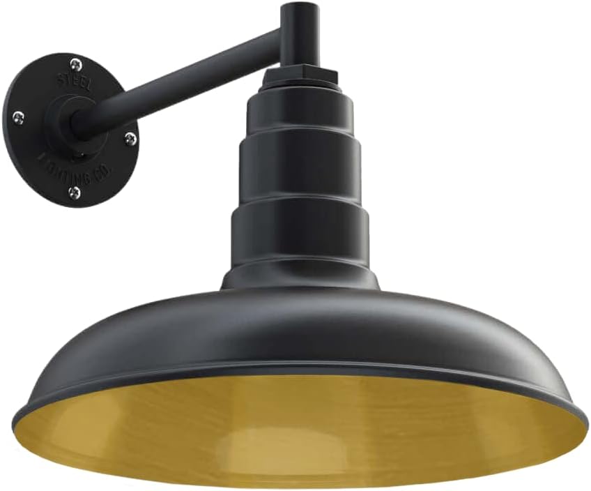Gooseneck Barn Light with Steel Dome, 16 Gooseneck, Black D268398