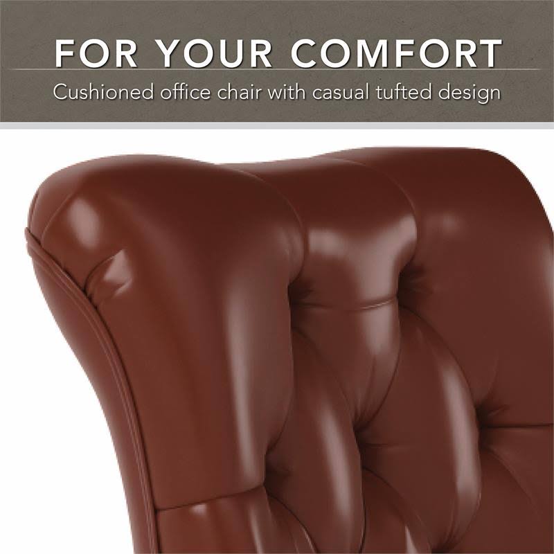 Harvest Cherry Leather Mid Back Tufted Office Chair S18470