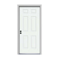 32 in. x 80 in. 6-Panel White Painted Steel Prehung Right-Hand Inswing Front Door with Brickmould Y20277