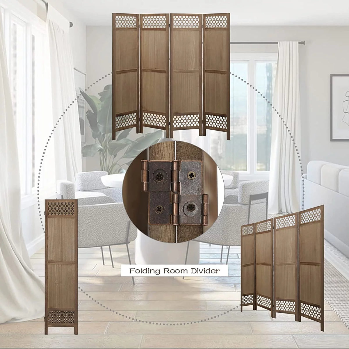 4 Panel 5.6Ft Folding Privacy Screen Y4928