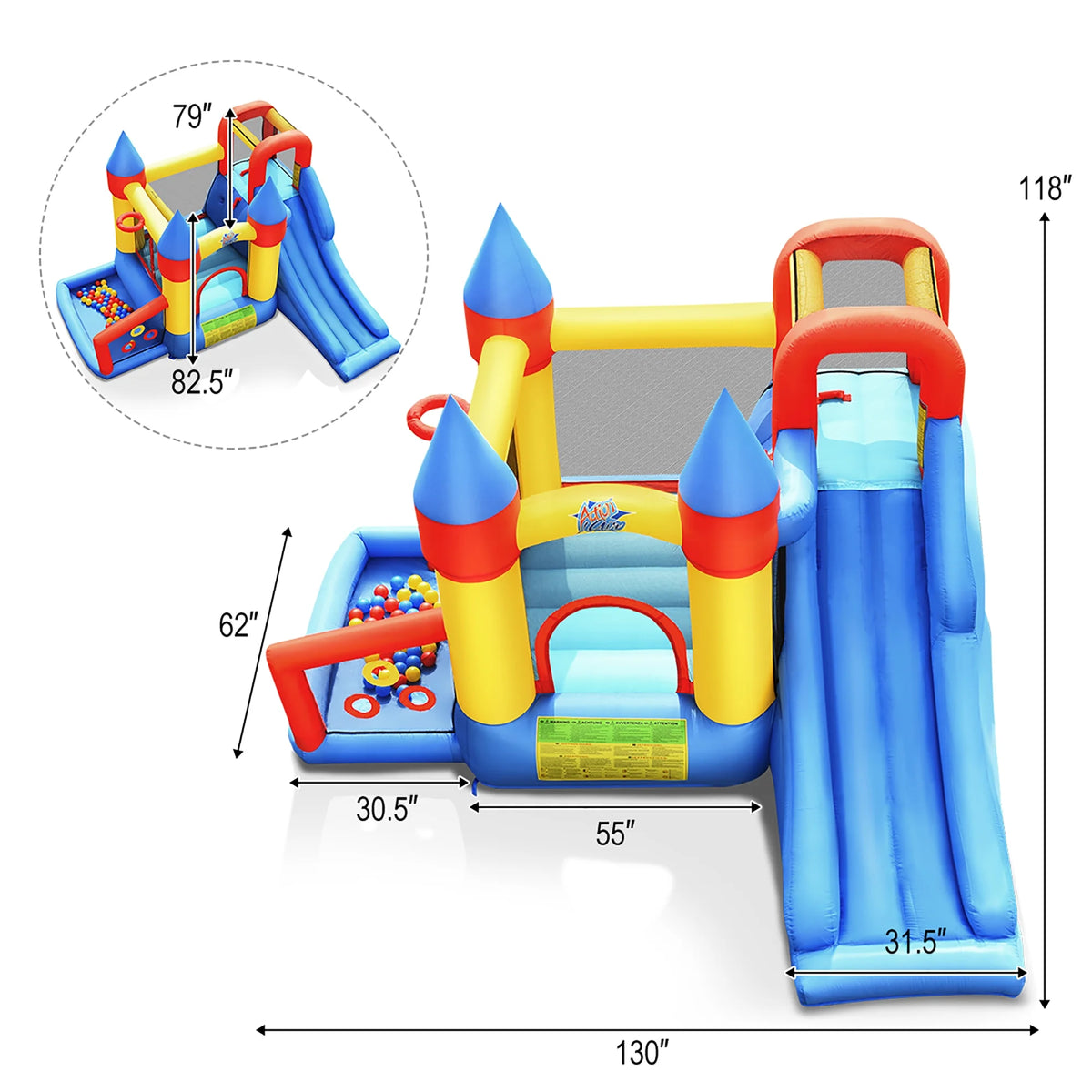 Inflatable Bounce House Slide Bouncer Kids Castle Jumper with Balls & 780W Blower L535