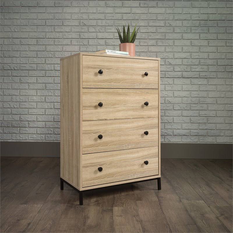 4-Drawer Tall Wood Bedroom Chest in Charter Oak T3680