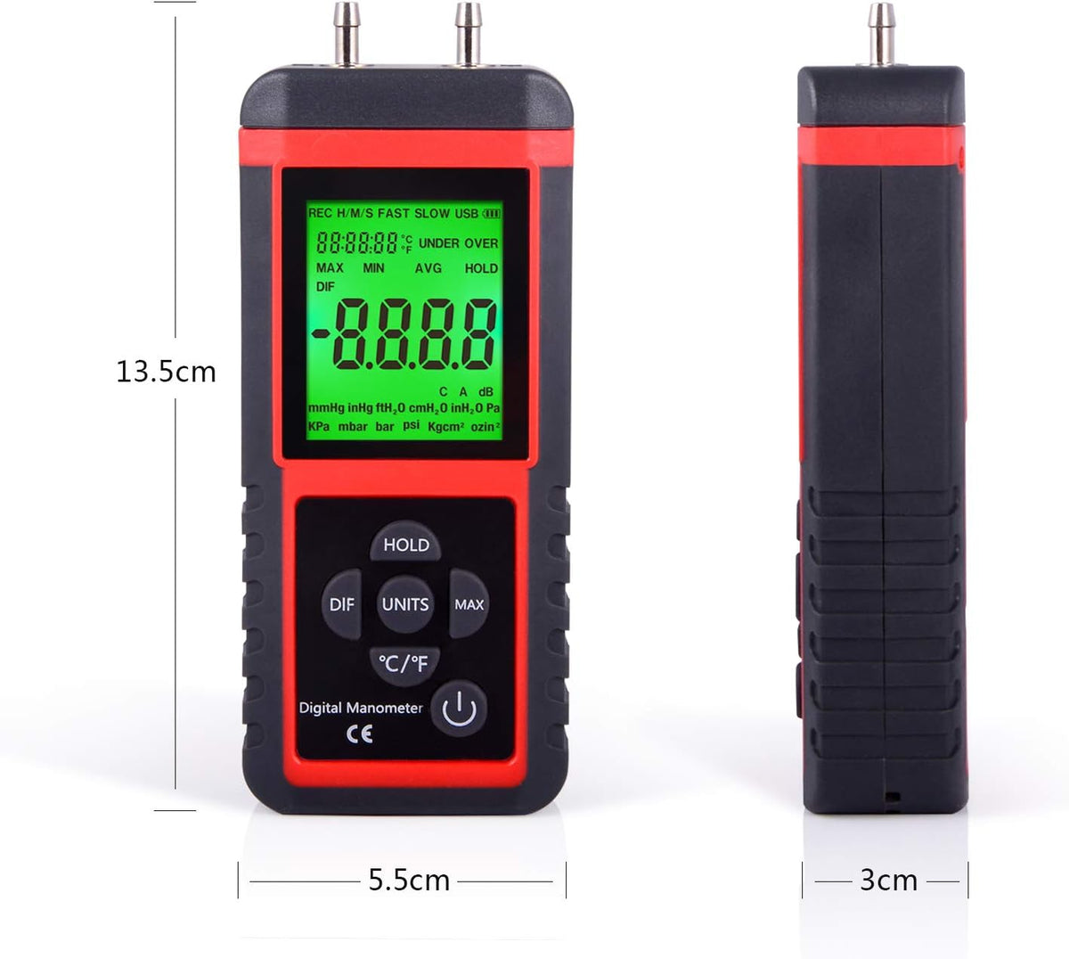 Digital Air Pressure Meter Differential Pressure Gauge Pack of 2 U327