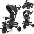 Pink 7-in-1 Kids Folding Tricycle with Canopy Q507