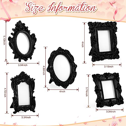 15 Pcs Mini Vintage Frames Oval Table Top Decor (Black) B586