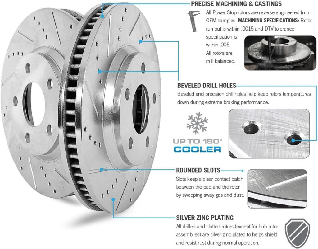 Powder Coated Calipers Brake Kit with Drilled Slotted Rotors R64878