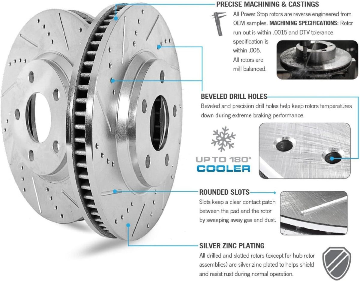 Powder Coated Calipers Brake Kit with Drilled Slotted Rotors R64878