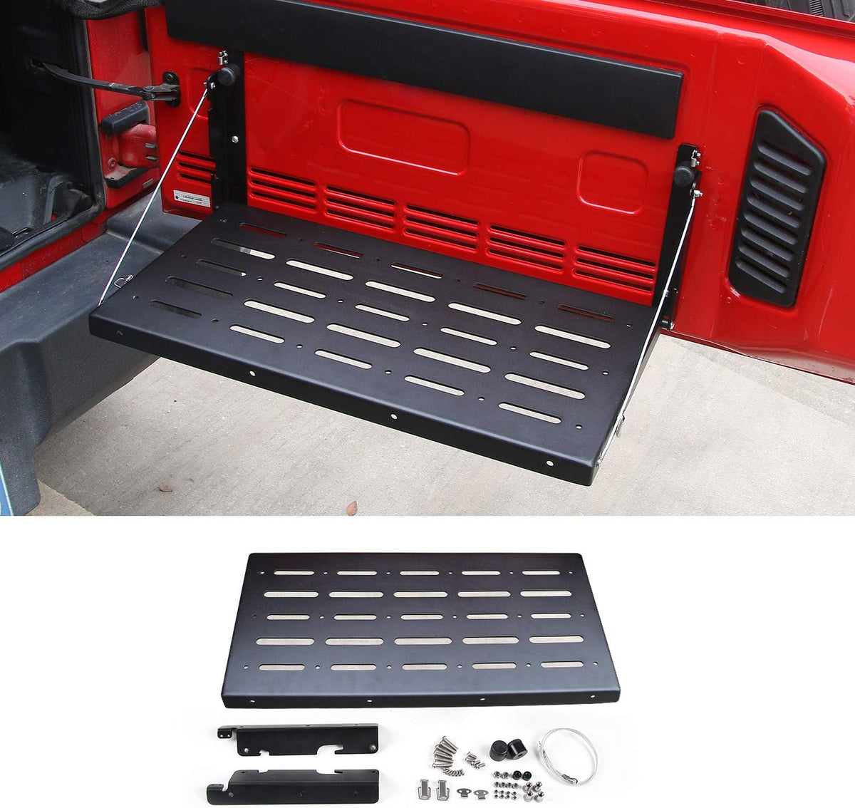 Black Foldable Tailgate Table Storage Shelf M15569