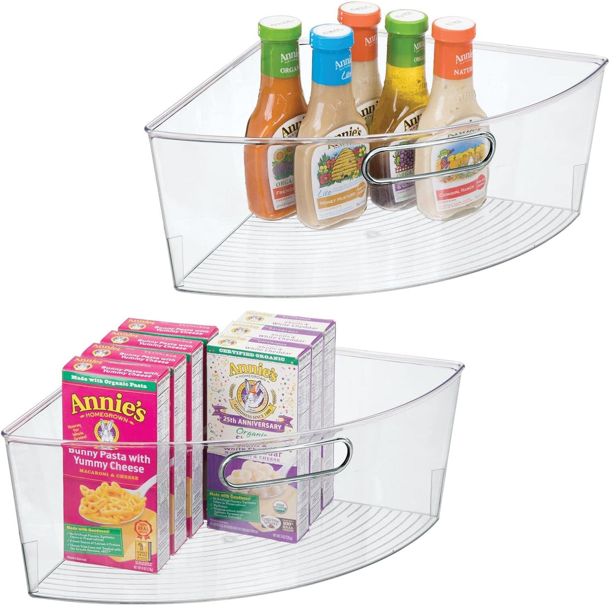 Smoke Gray Plastic Lazy Susan Storage Organizer Bins 2 Pack A414400