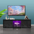 Black High Gloss TV Stand with 2 Drawers and Open Shelves T413052