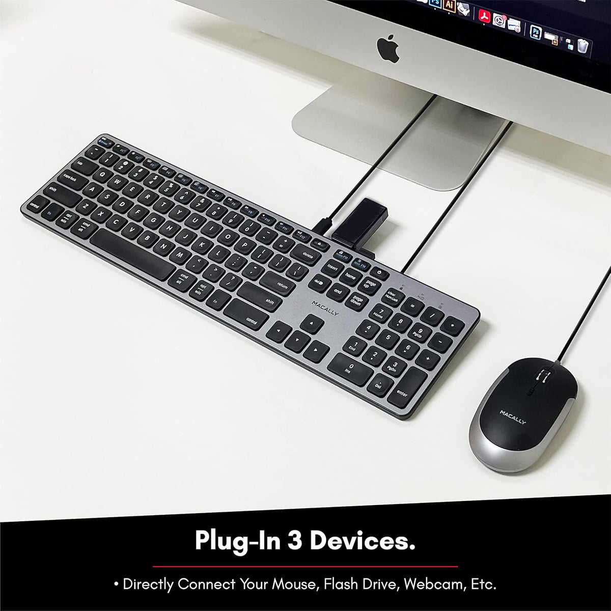 Wired USB C Keyboard with USB Ports P507354