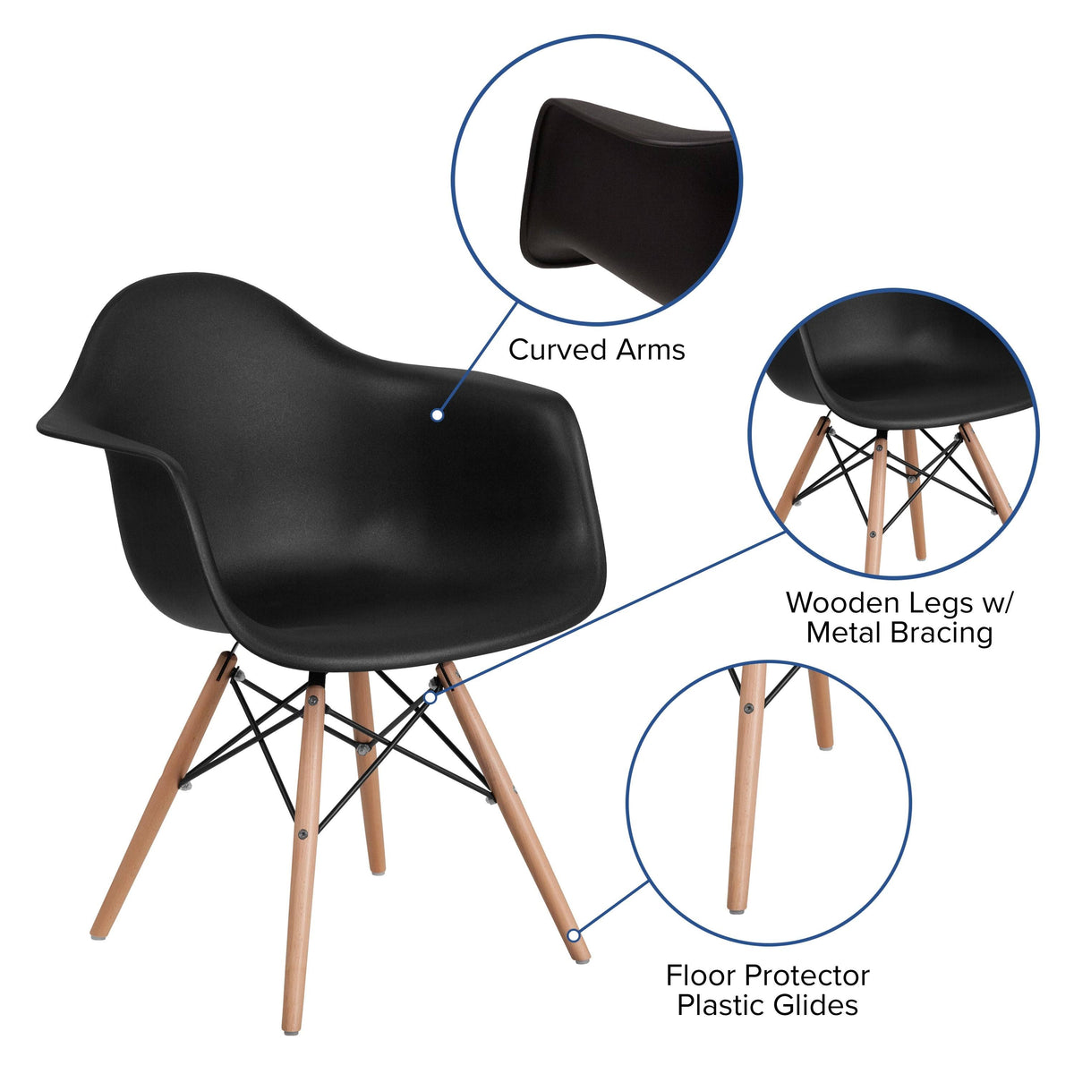 Navy Blue Plastic Arm Chair D588091