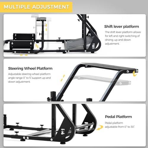 Reinforced Stabilizing Racing Steering Wheel Cockpit Adjustable Driving Simulator TV Stand O45599