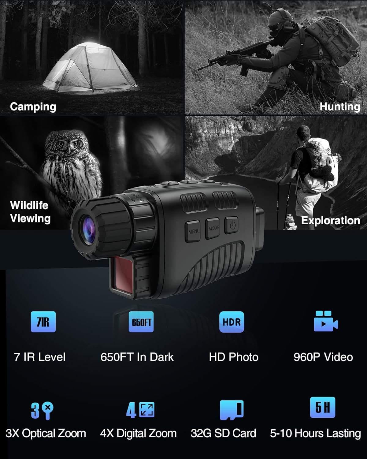 Digital Night Vision Monocular with 32GB Card Z29440