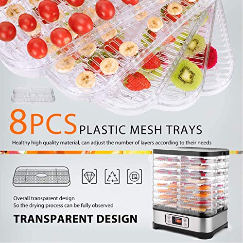 Food Dehydrator Machine with 8 Trays, 400W Digital Timer and Temperature Control, BPA Free U555