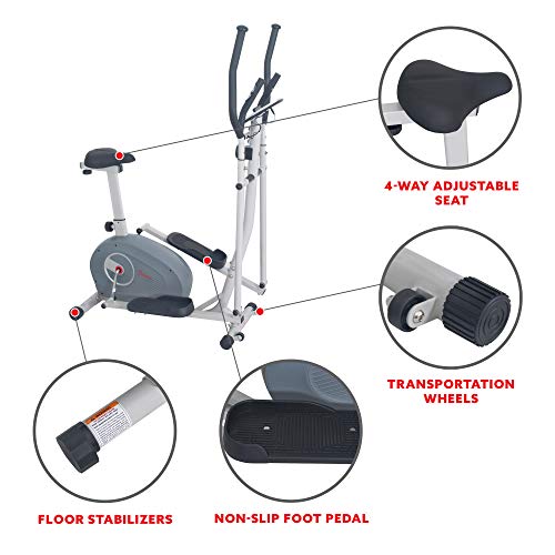 2-in-1 Magnetic Elliptical Upright Bike with Adjustable Seat D645