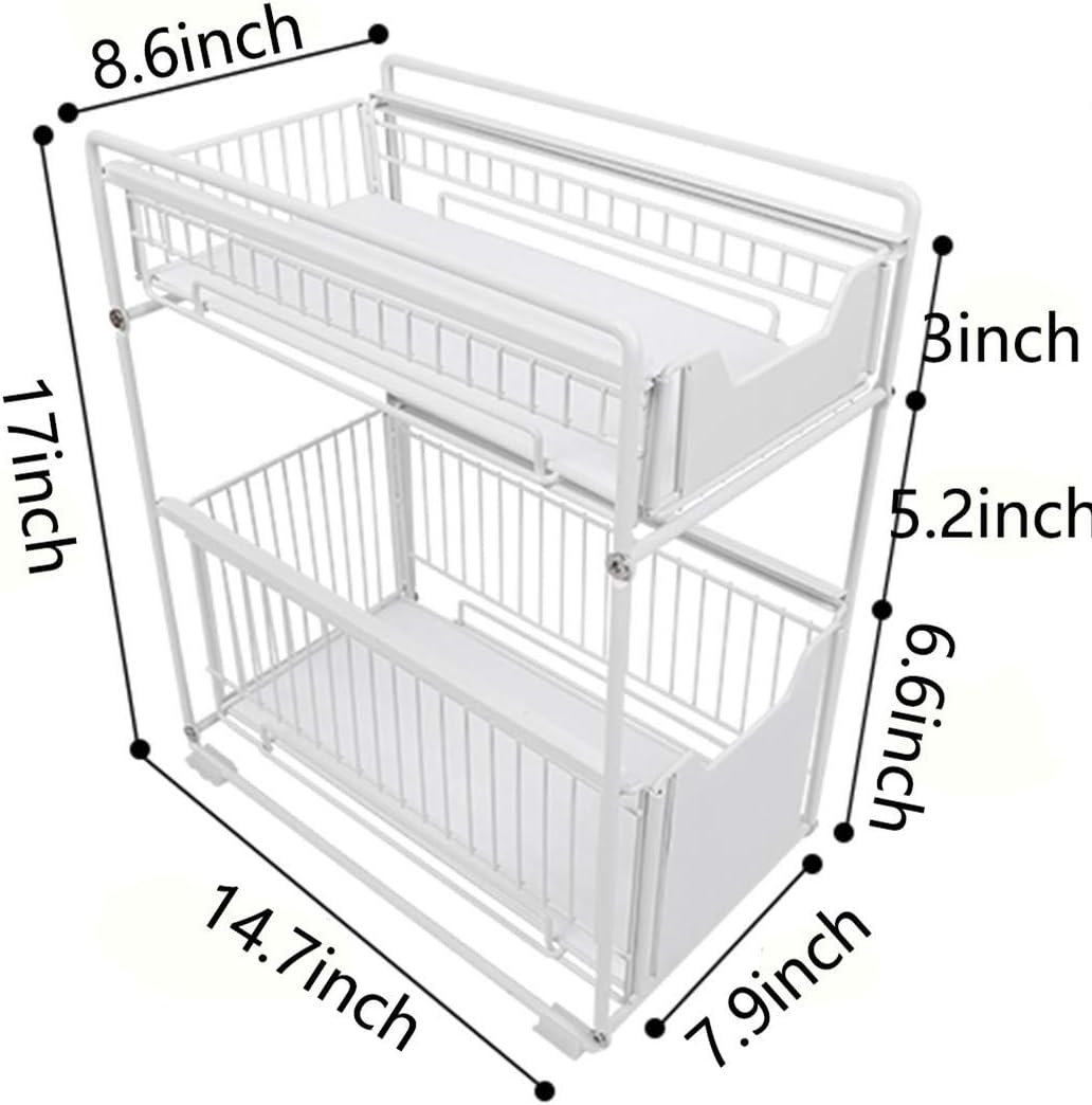 Black Stackable Under Sink Organizer with Sliding Drawer Q736