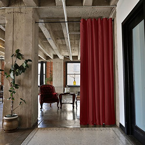 Tension Rod Room Divider Curtain Kit, 8ft Tall x 10ft - 12ft 6in Wide (Stone White) A299661