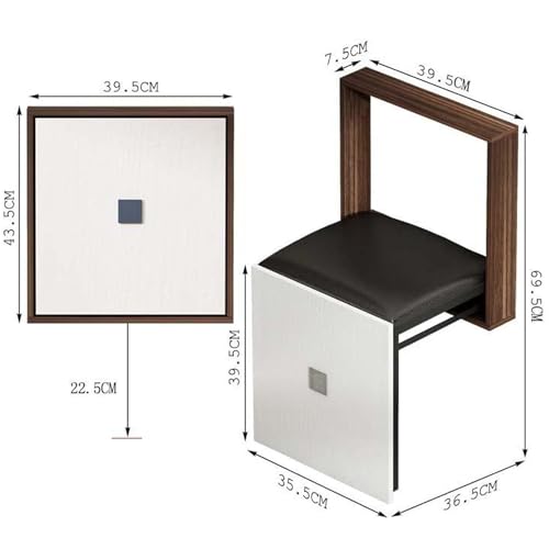 Wall-Mounted Folding Chair, Solid Wood Shoe Stool, Brown Z391312