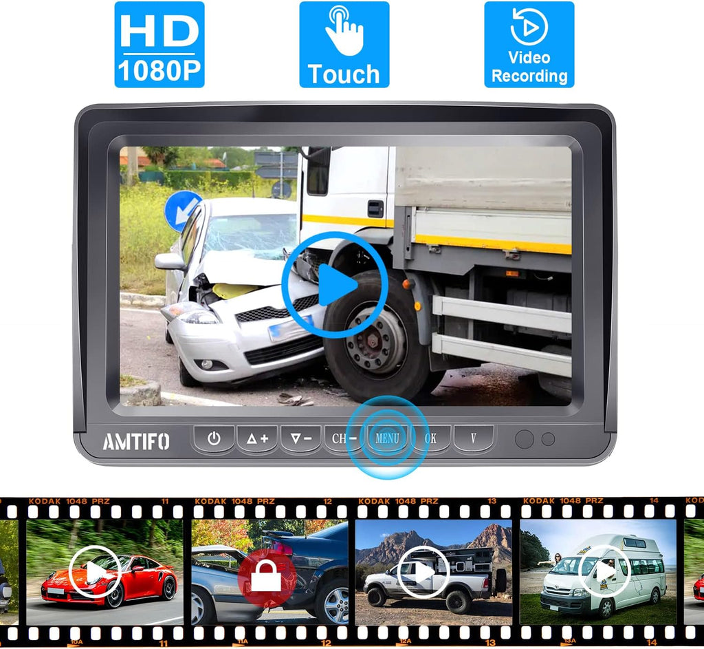 Wireless HD 1080P 7'' Split Screen DVR Backup Camera 4 Channel Infrared Night Vision M945480