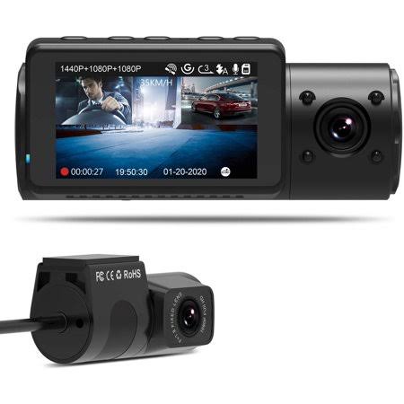 3 Channel 1440p Front 1080p Inside Rear Dash Cam L225