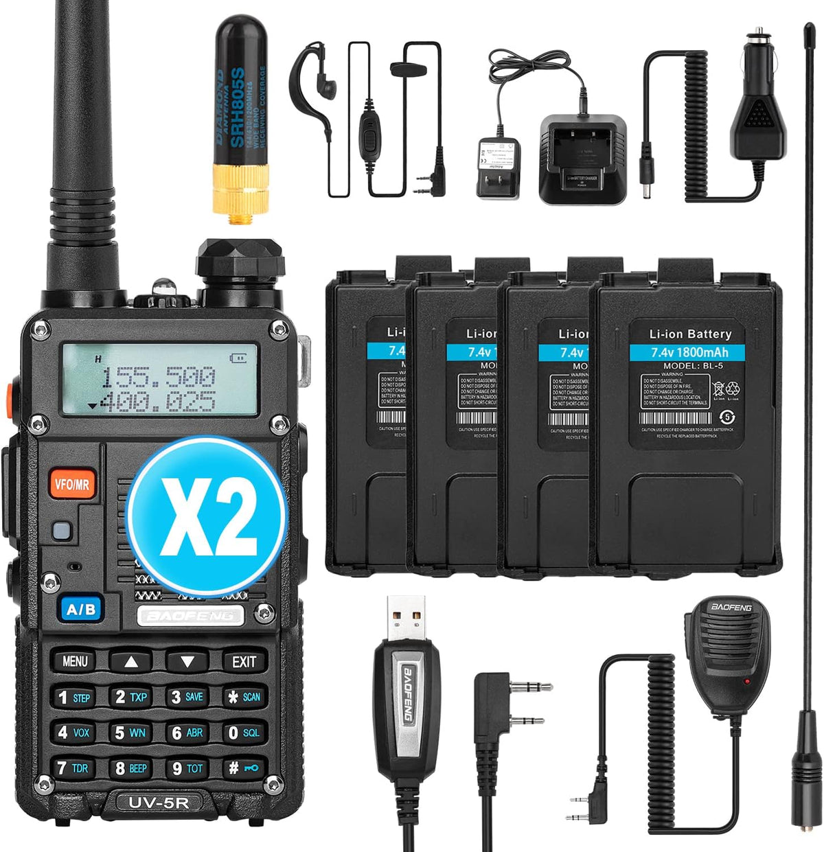 Dual-Band Handheld Walkie Talkie with 2 Rechargeable Battery I60188